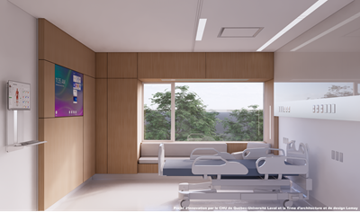 Rendu architectural de la chambre hospitalière repensée