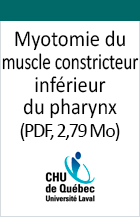 Image couverture Myotomie du muscle constricteur inférieur du pharynx.