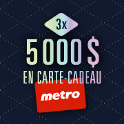 Image représentant 5 000 $ en épicerie Metro.