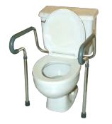 Siège de toilette surrelevé avec appui-bras.