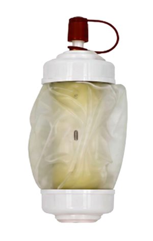 Le ballon interne devient allongé (forme cylindrique). L'enveloppe extene s'affaisse.