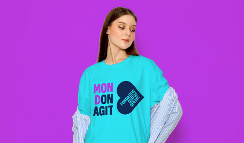 Source : Fondation du CHU de Québec. T-shirt à l'effigie de la nouvelle image de marque de la Fondation du CHU de Québec.