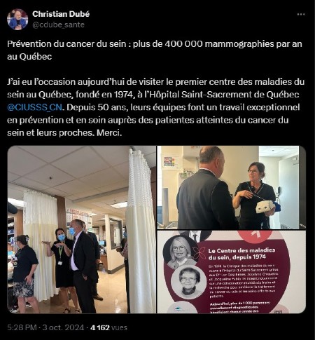 Image du message de Christian Dubé.