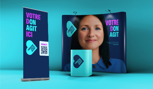 Source : Fondation du CHU de Québec. Exemples de matériel de présentation à l'effigie de la nouvelle image de marque de la Fondation du CHU de Québec.
