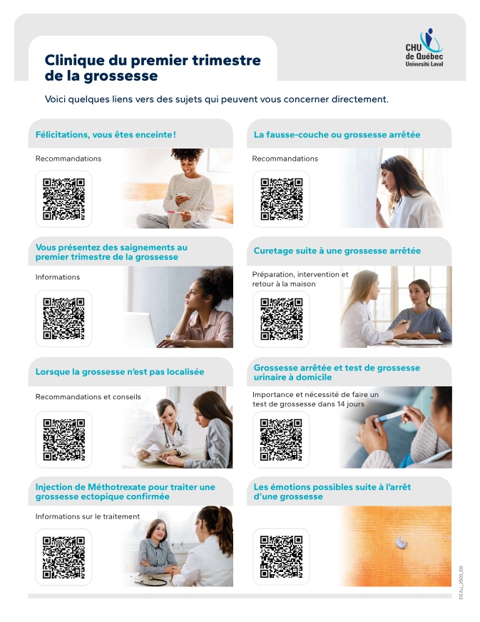 Image d'une affiche présentant divers sujets de santé et des liens pour accéder à des informations sur ces sujets.