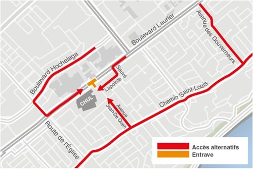 Plan du trajet à emprunter lors des entraves du mois d'août et de septembre 2026.