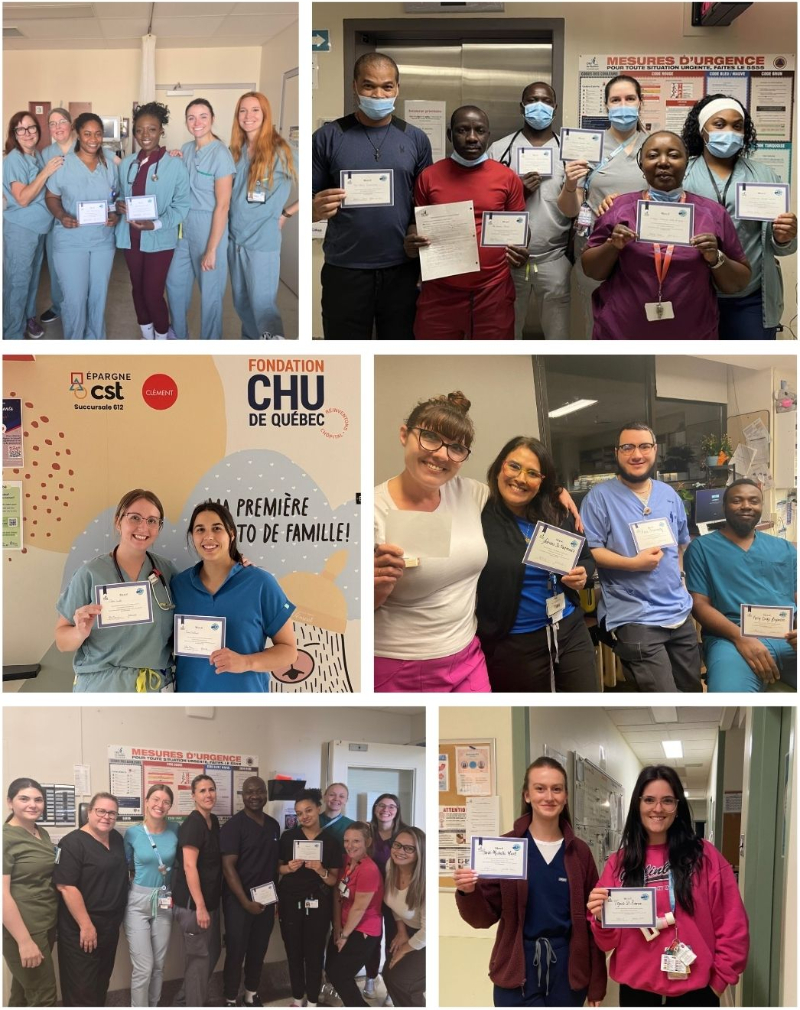 Photos d'intervenant(e)s ayant reçuun certificat pour leurs deux ans d'anciennenté au CHU.