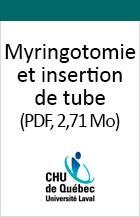 Image couverture Myringotomie et insertion de tube.
