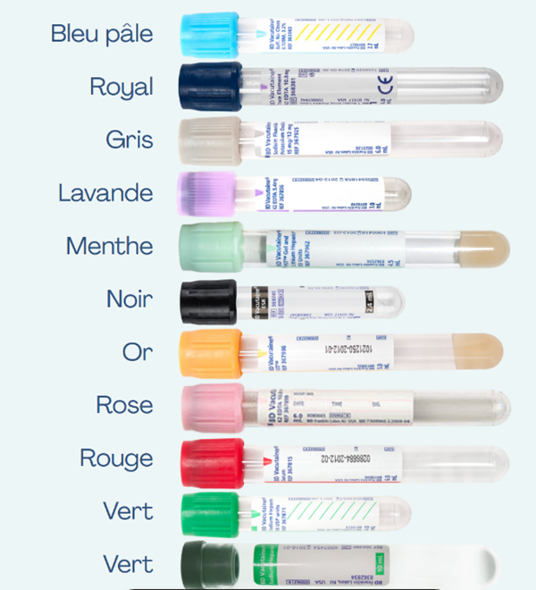 On voit chaque tube avec les nouvelles couleurs.