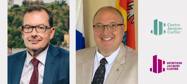Raymond Le Moign, directeur général des Hospices Civils de Lyon (à gauche), et Martin Beaumont, président-directeur général de Santé Québec CHU de Québec-Université Laval (à droite). Source : Santé Québec CHU de Québec-Université Laval. Photo de Raymond Le Moign et de Martin Beaumont.